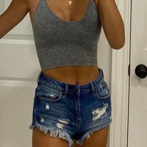 Cheeky blue denim jean shorts